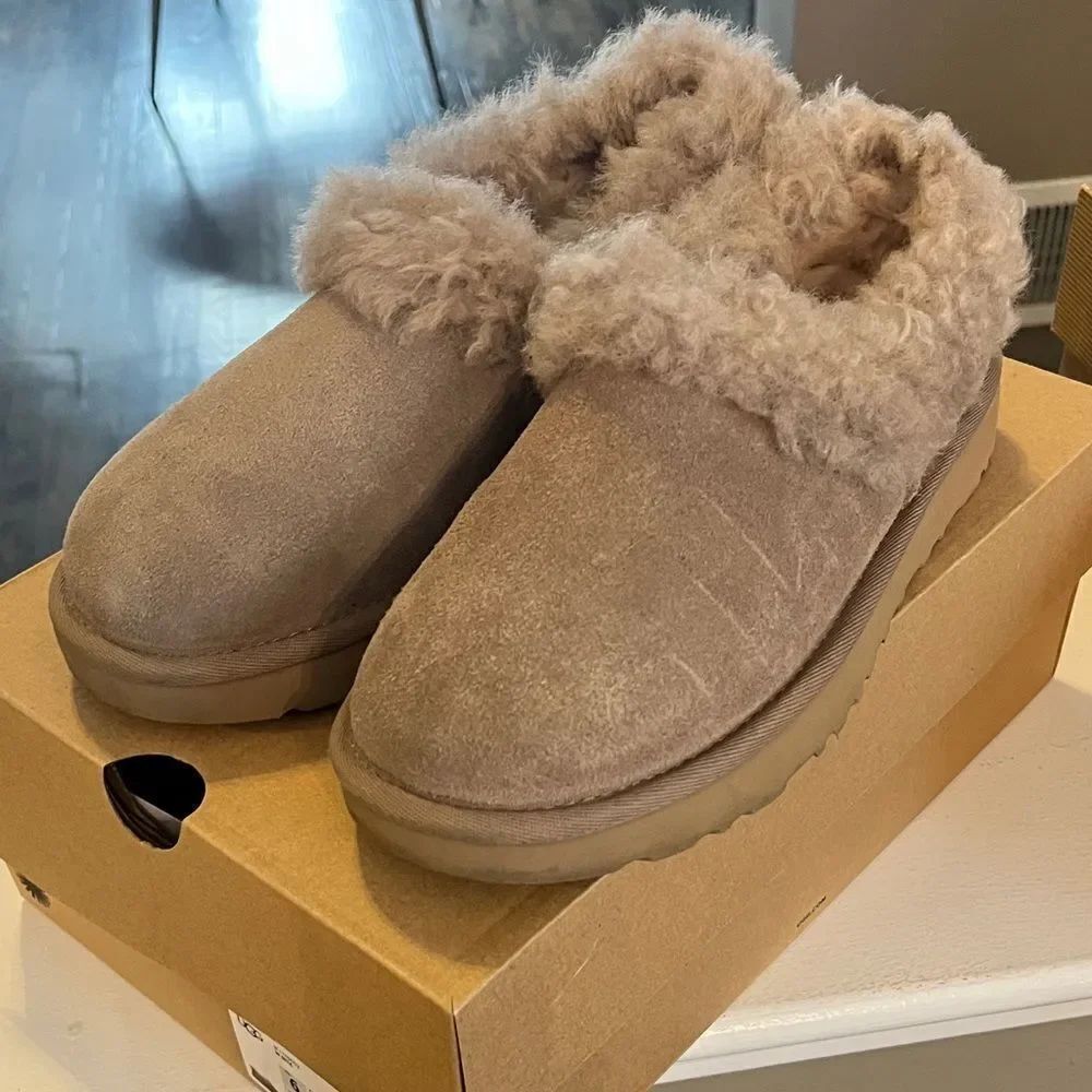 UGG Cream Plush Slippers